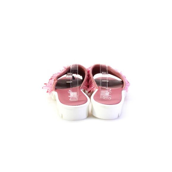 George J. Love Womens Striped Print Frayed Textured Block Heels Pink Size EUR40 - Picture 3 of 7